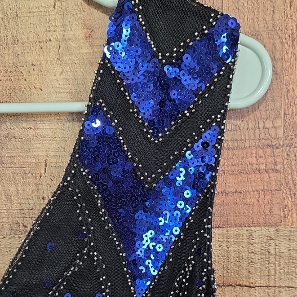 😊Retro Black and Blue Sequin Dress Flapper Y2K - Picture 15 of 16
